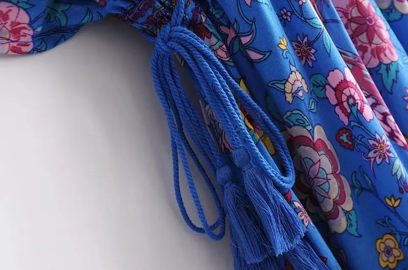 Sapphire Songbird Boho Floral Print Midi Dress