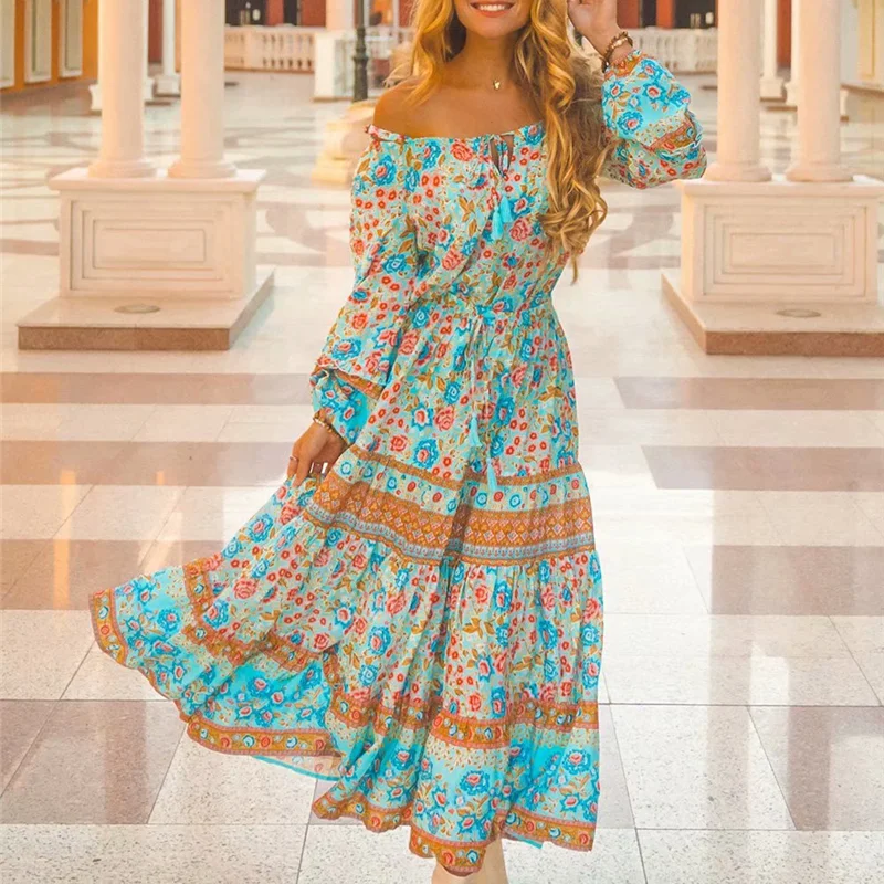 Floral Romance Boho Floral Print Maxi Dress