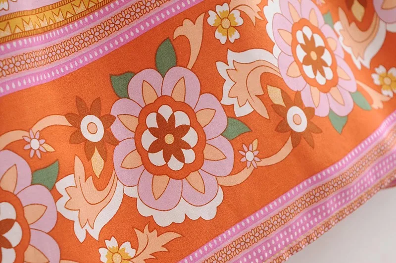 Golden Daffodil Boho Floral Print Mini Dress