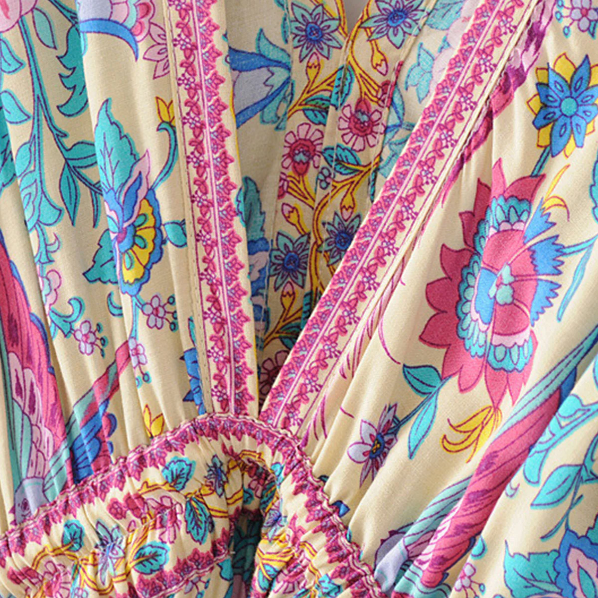 Songbird Boho Floral Print Midi Dress