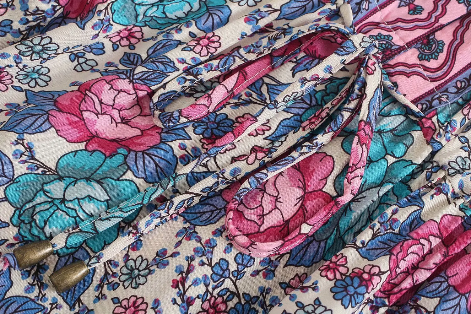 Rose Bloom Boho Floral Print Midi Dress