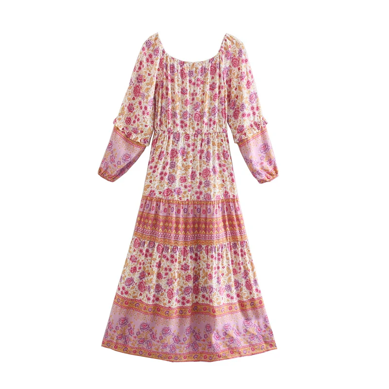 Floral Romance Boho Floral Print Maxi Dress