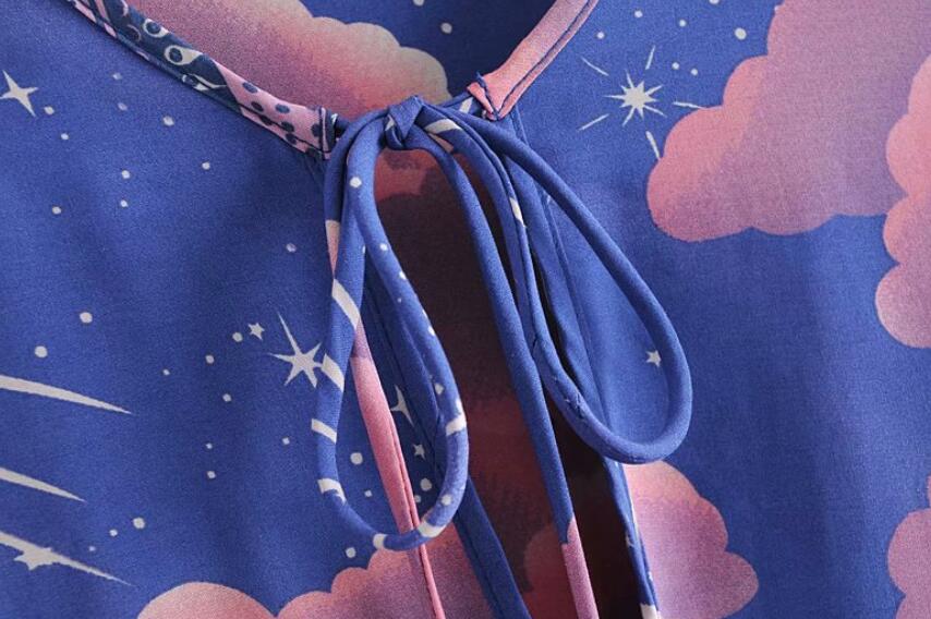 Moonstruck Boho Floral Print Long Sleeve Maxi Dress