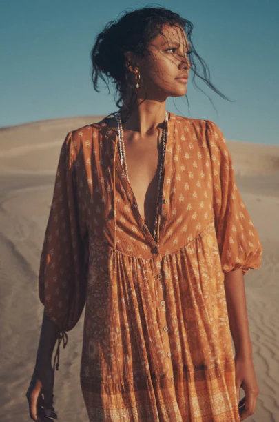 Sienna Sands Boho Floral Print Midi Dress