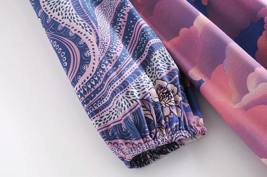 Moonstruck Boho Floral Print Long Sleeve Maxi Dress