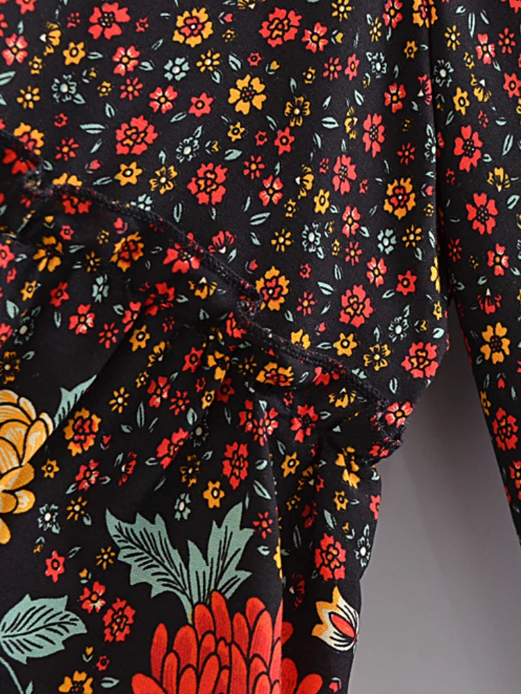 Wild Blooms Boho Floral Print Mini Dress