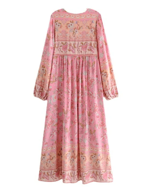 Posy Lane Boho Floral Print Long Sleeve Maxi Dress