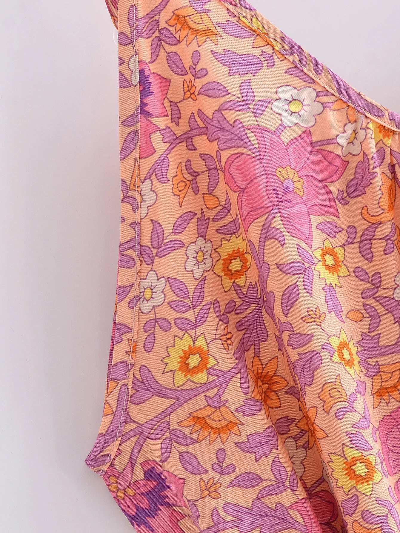 Sweet Orange Boho Floral Print Maxi Dress