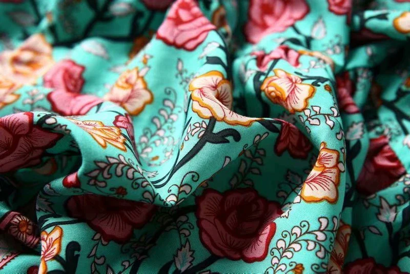 Ocean Jewel Boho Floral Print Midi Dress