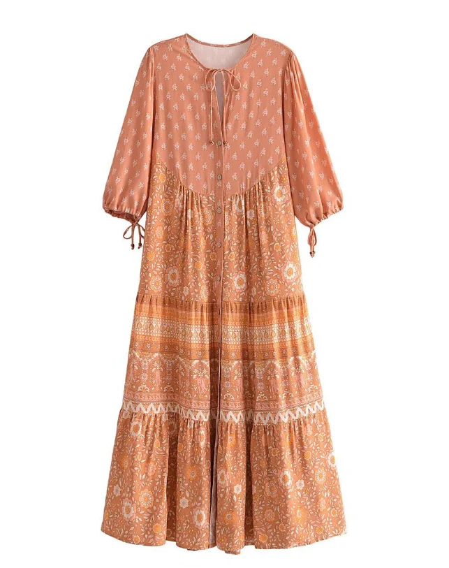 Sienna Sands Boho Floral Print Midi Dress