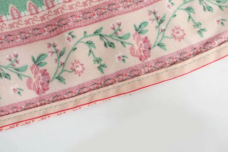 Mint Rosebud Boho Floral Print Maxi Dress