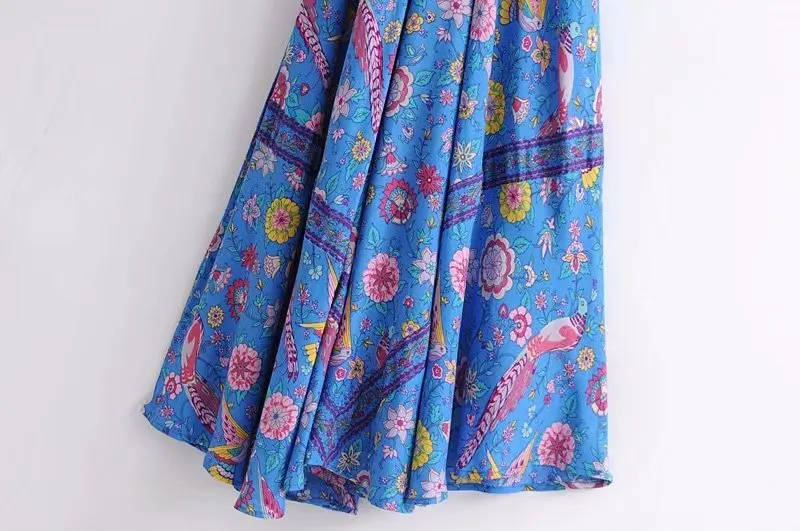 Sapphire Songbird Boho Floral Print Midi Dress