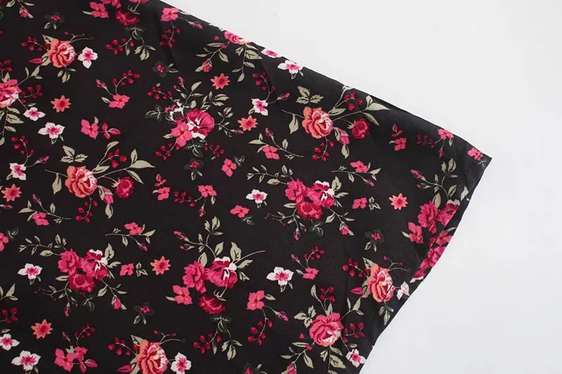 Black Floral Fantasy Boho Floral Print Mini Dress