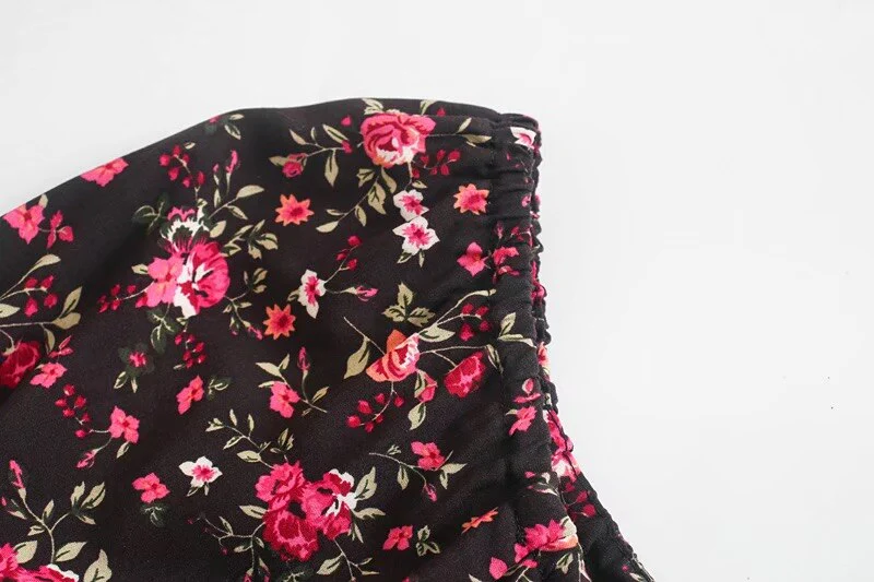 Black Rose Garden Boho Floral Print Maxi Dress