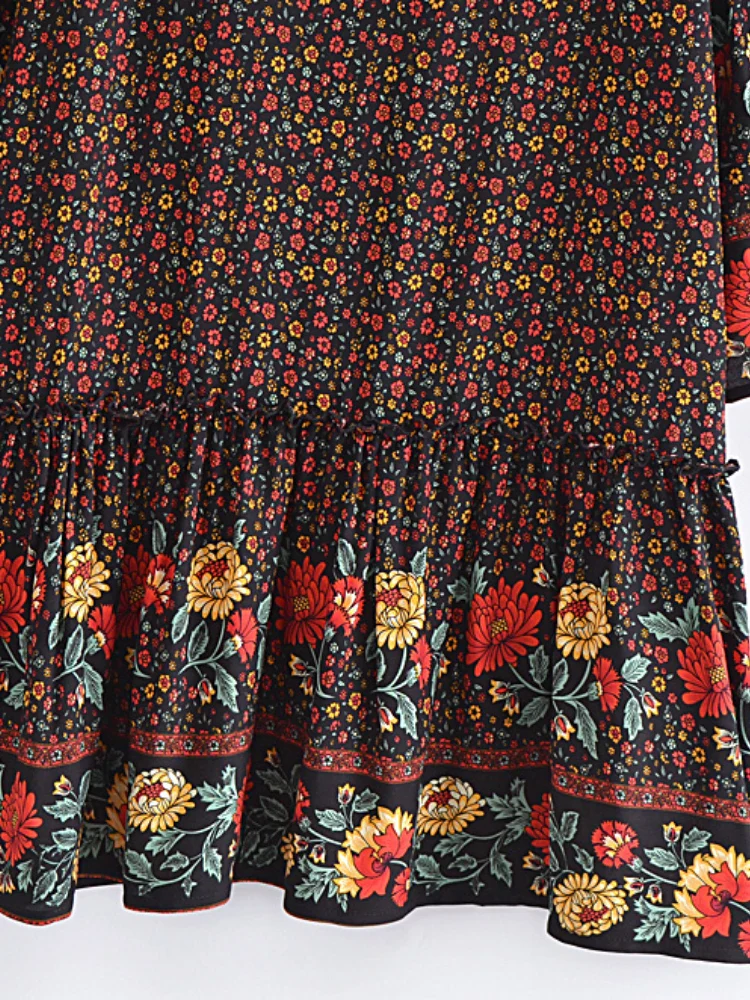 Wild Blooms Boho Floral Print Mini Dress