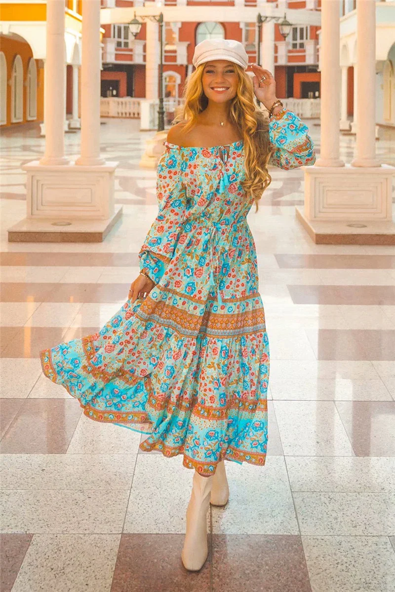 Floral Romance Boho Floral Print Maxi Dress
