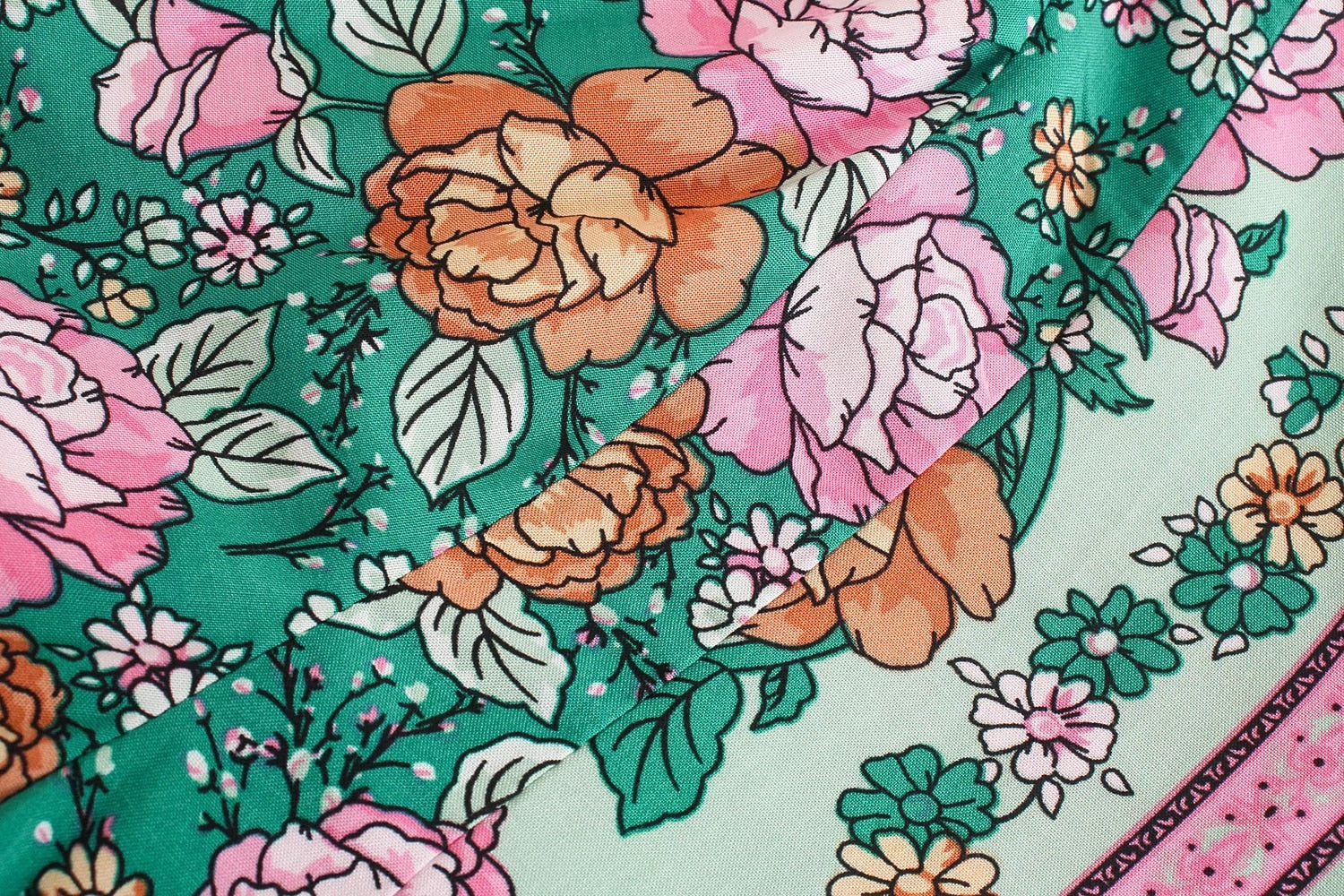 Teal Rose Dream Boho Floral Print Mini Dress