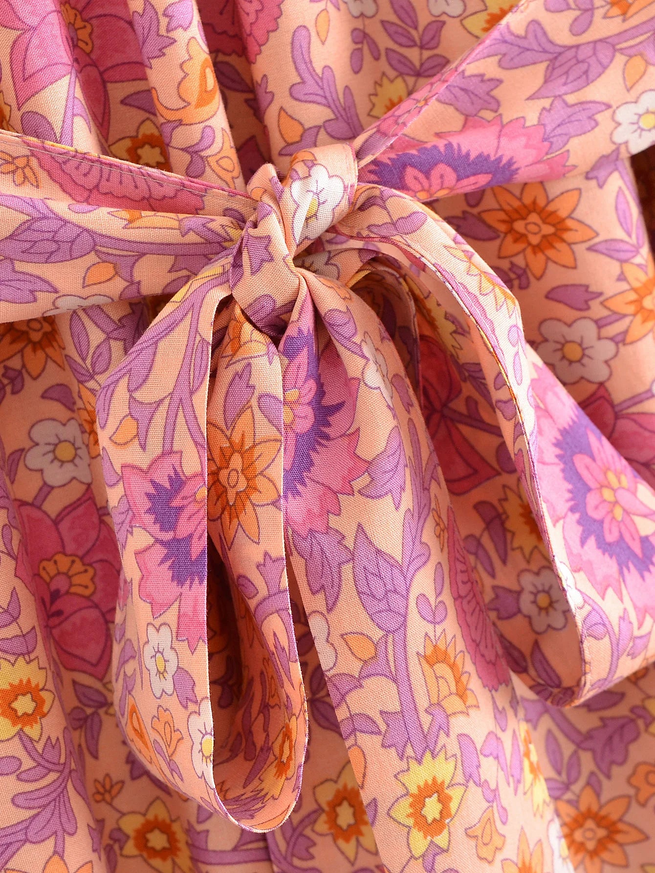 Sweet Orange Boho Floral Print Maxi Dress