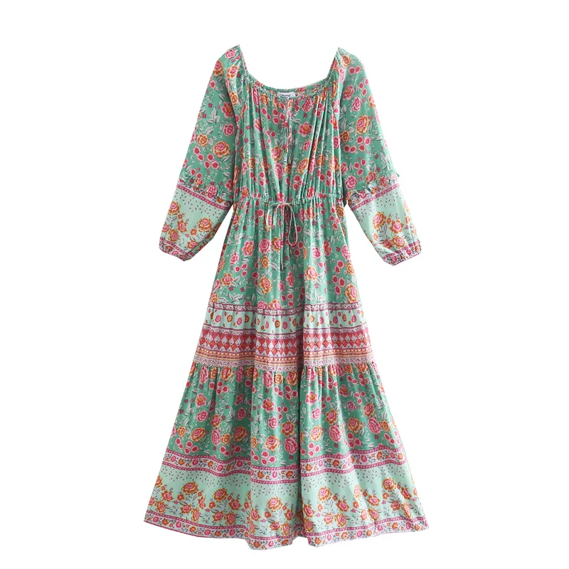 Floral Romance Boho Floral Print Maxi Dress
