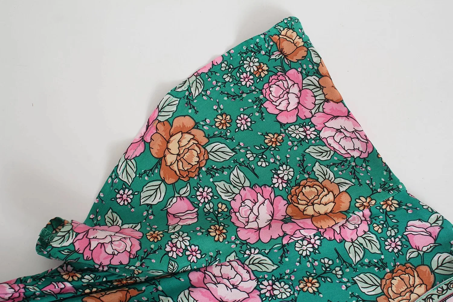 Teal Garden Boho Floral Print Midi Dress