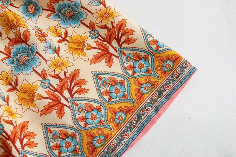 Coral Pink Boho Floral Print Midi Dress