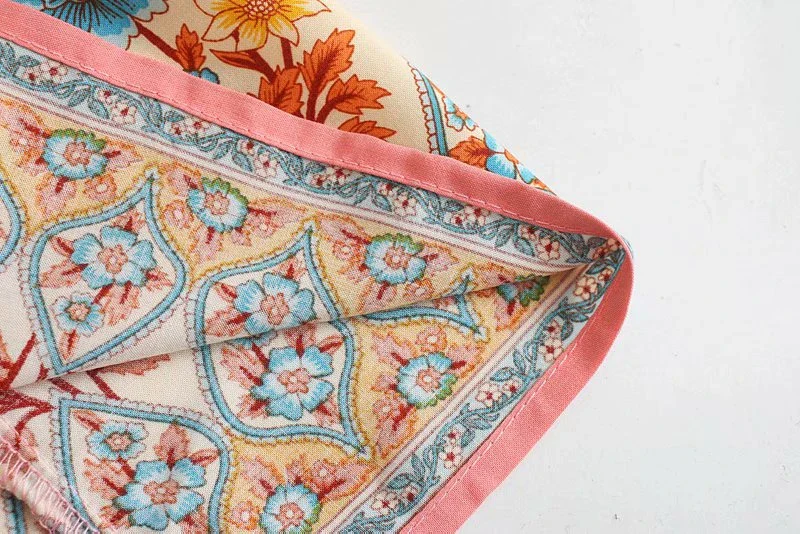 Coral Pink Boho Floral Print Midi Dress