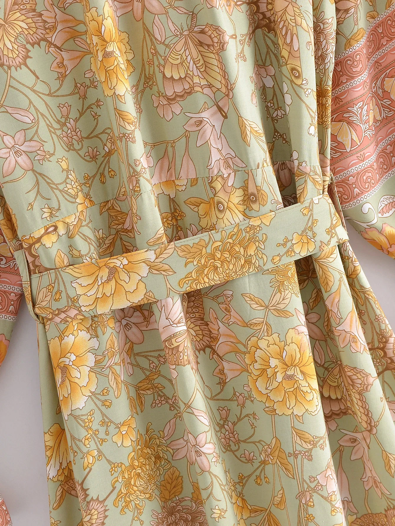 Butterfly Garden Boho Floral Print Maxi Dress