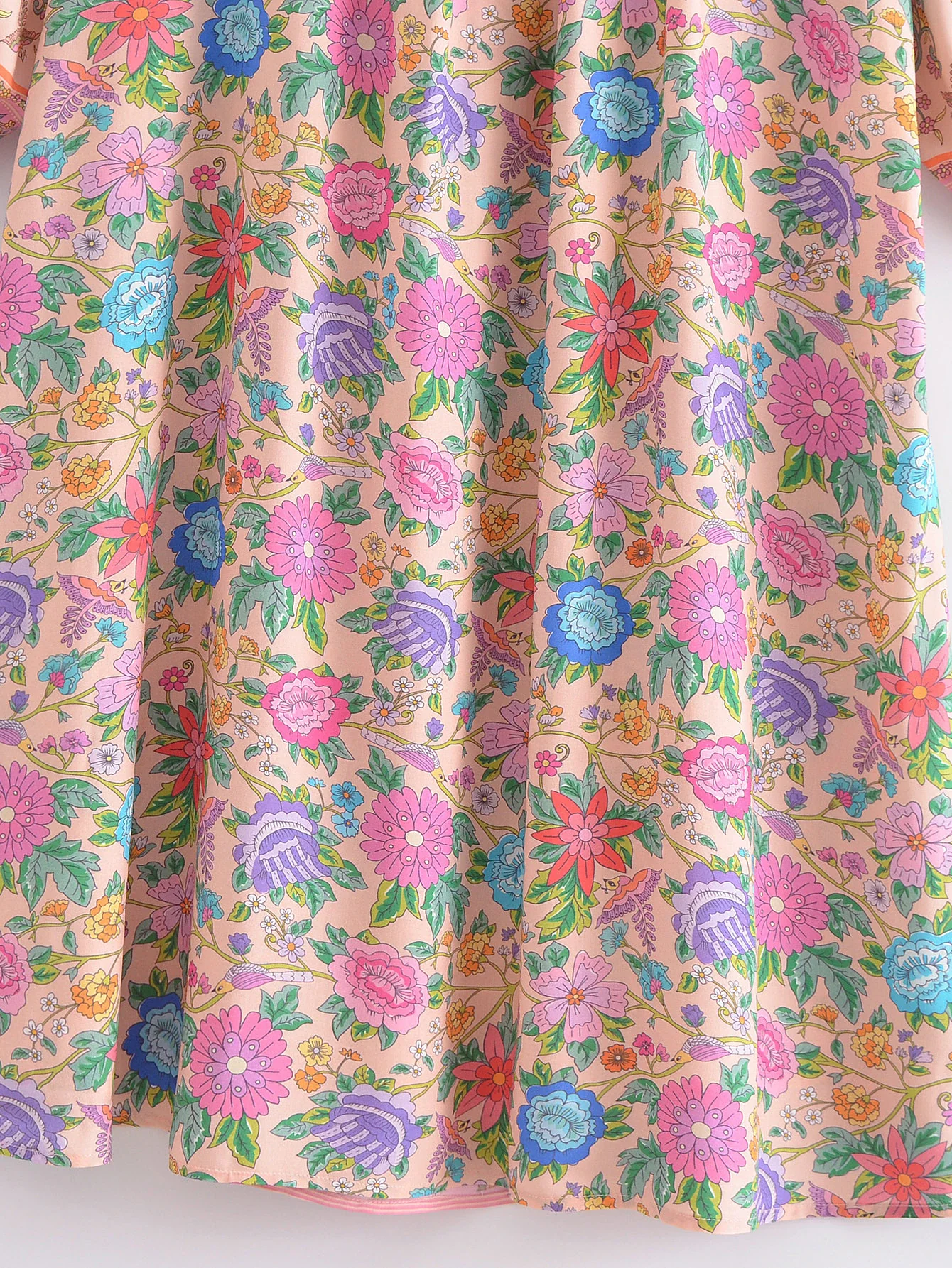 Pink Wonderland Boho Floral Print Long Sleeve Maxi Dress