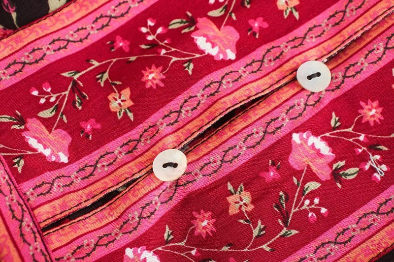 Black Rose Garden Boho Floral Print Maxi Dress