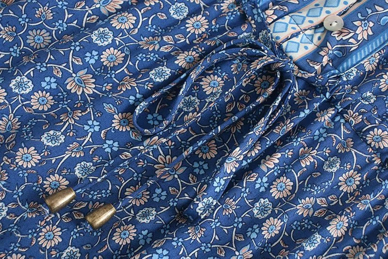 Meadowland Boho Floral Print Midi Dress