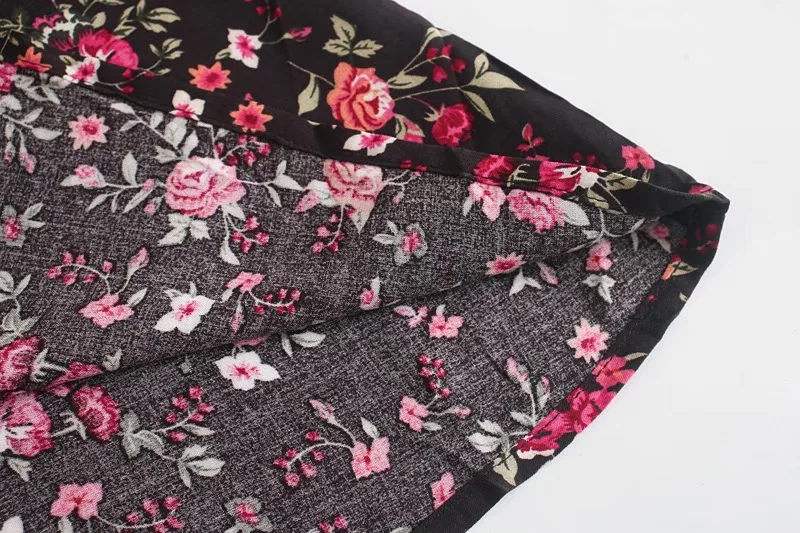 Black Floral Fantasy Boho Floral Print Mini Dress