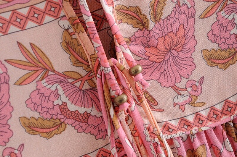 Posy Lane Boho Floral Print Long Sleeve Maxi Dress