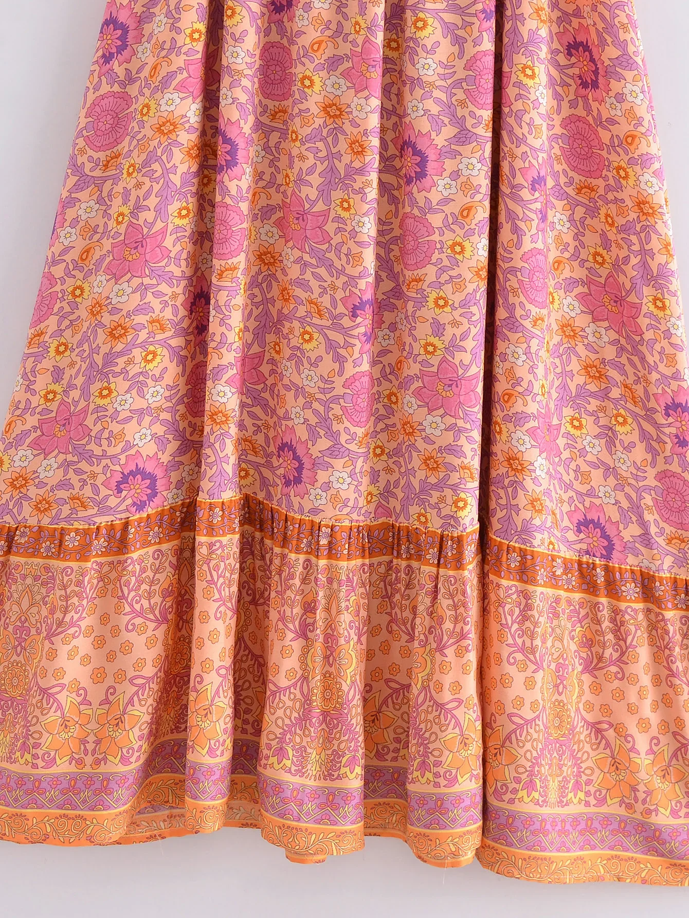Sweet Orange Boho Floral Print Maxi Dress