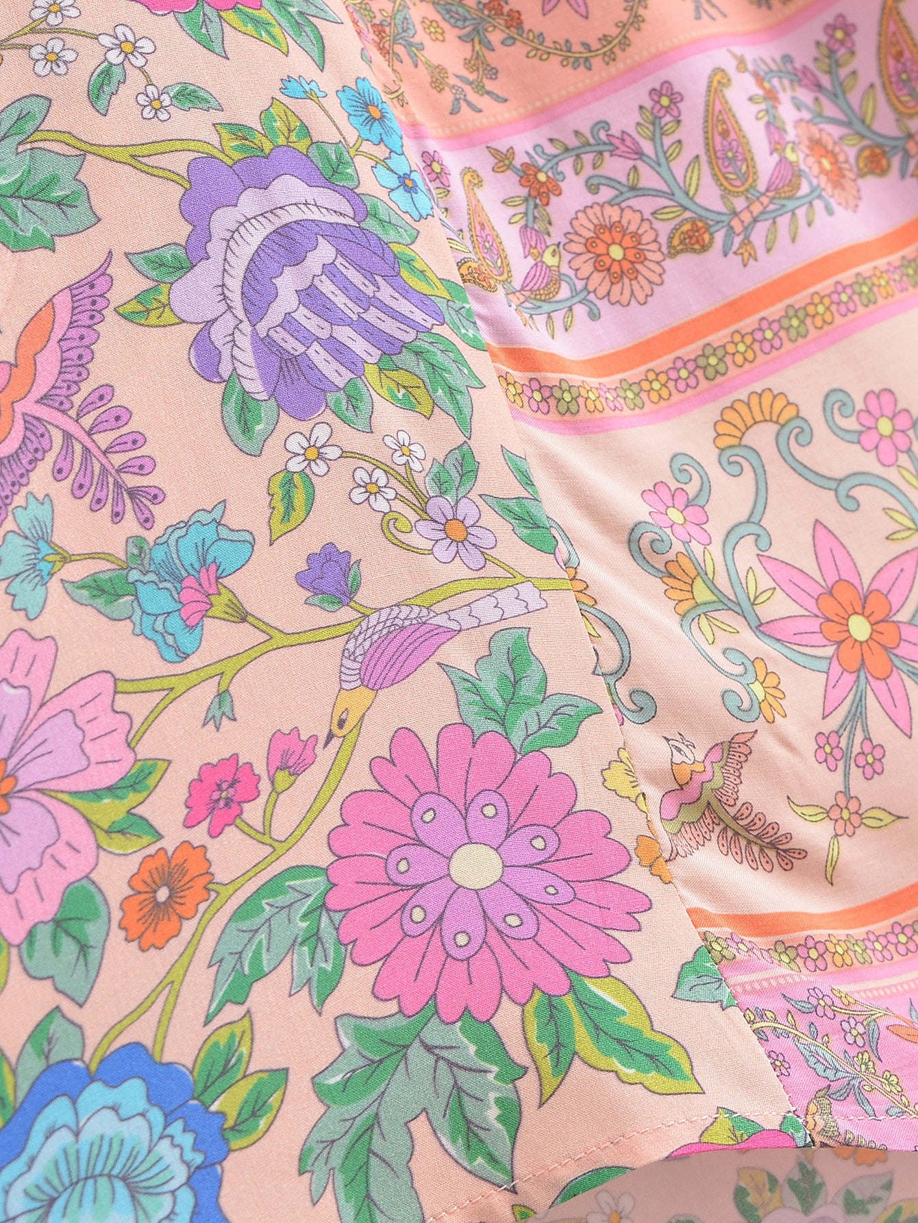 Pink Wonderland Boho Floral Print Long Sleeve Maxi Dress