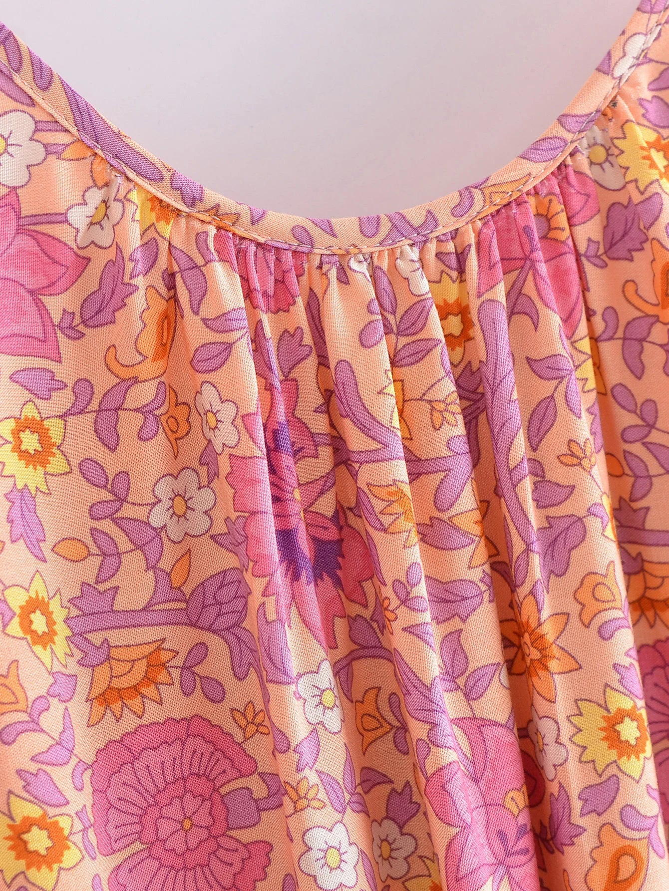 Sweet Orange Boho Floral Print Maxi Dress