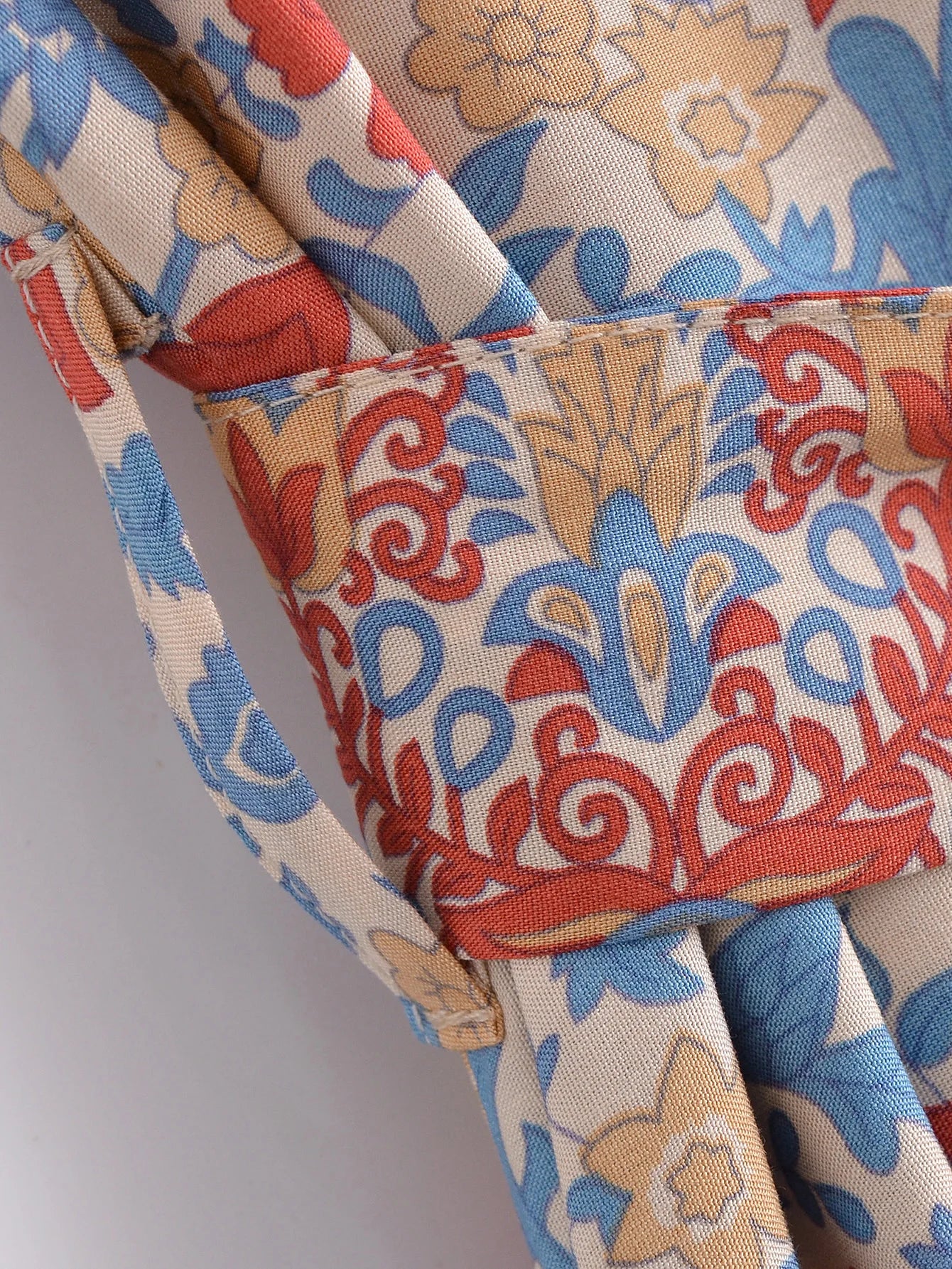 Tranquil Blue Boho Floral Print Maxi Dress