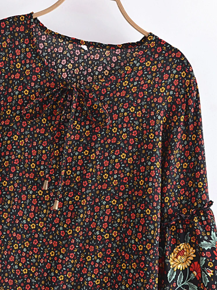 Wild Blooms Boho Floral Print Mini Dress