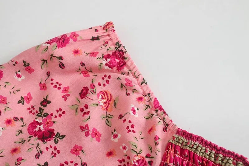 Pink Floral Fantasy Boho Floral Print Mini Dress